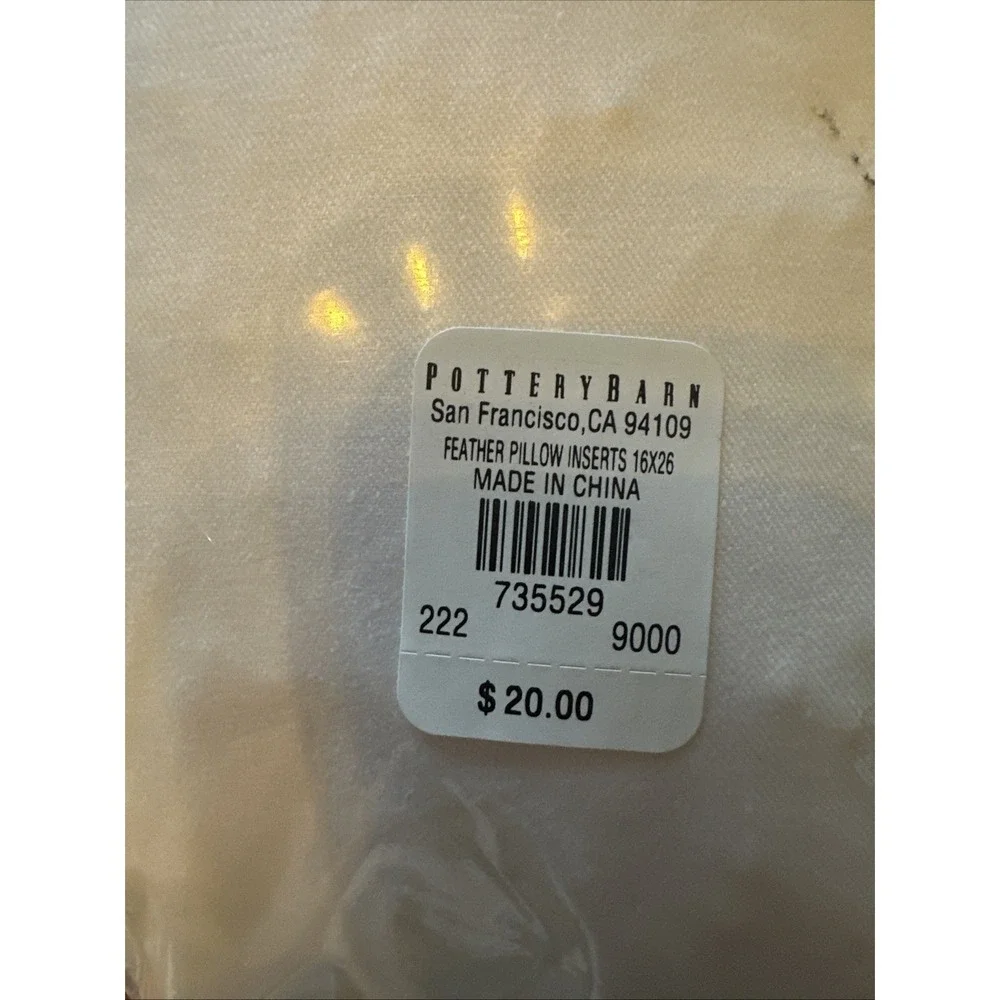 Pottery Barn 200 Thread Count Down Feather Lumbar Pillow Insert 16
